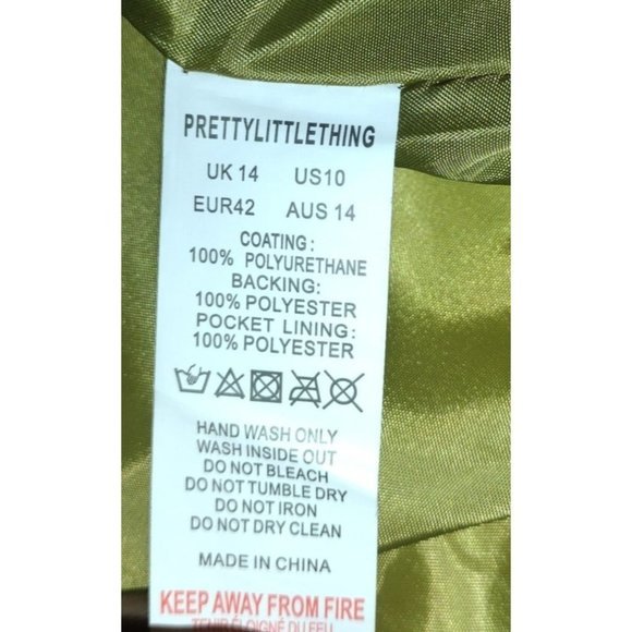 Pretty Little Thing OLIVE VINYL OVERSIZED DAD BLAZER Size 14 (UK Size) - Picture 6 of 7